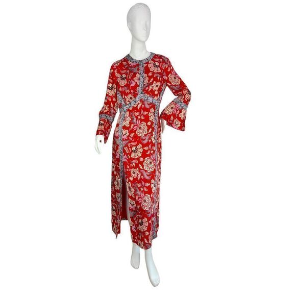 Cinq a Sept Smyth Venetian Red Floral High Slit Midi Dress Size 6 New with Tags - Picture 1 of 13
